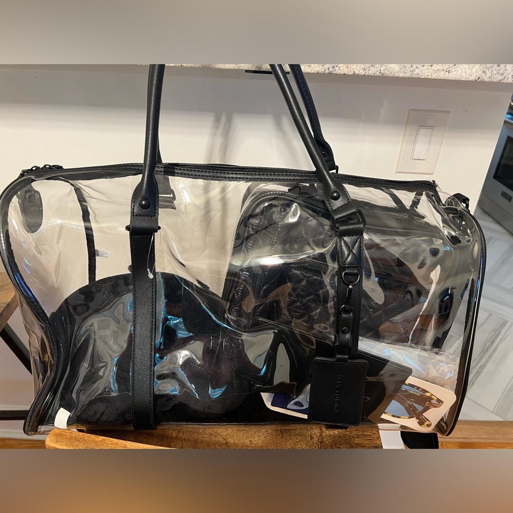 Max studioTransparent large Black duffle Bag, toiletry, passport, glasses pillow - Picture 1 of 9